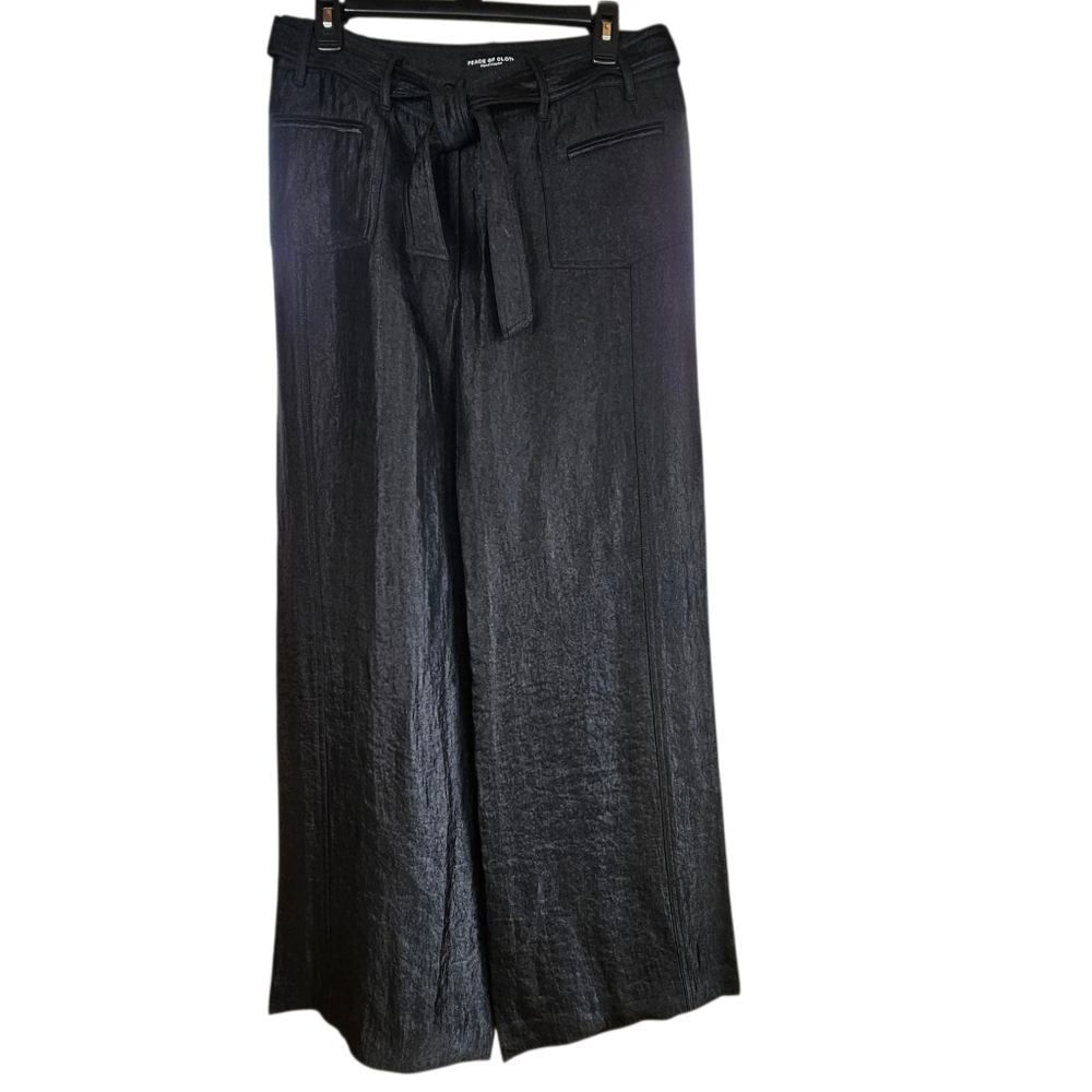 Peace of Cloth Panticular Black Shimmer Textured Wide-Leg Pants